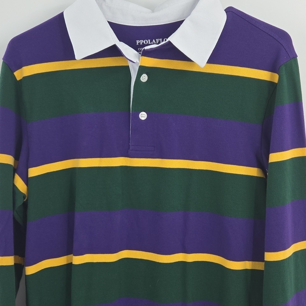 Striped Purple and Green Men's Shirt - Picture 8 of 16